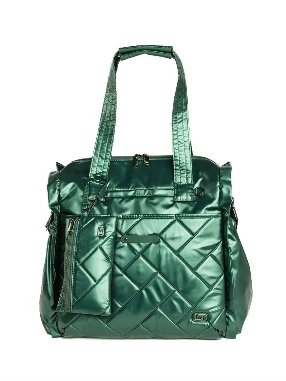 Lug Saunter Quilted Weekender Bag plus Travel Pouch Metallic Wicked Green